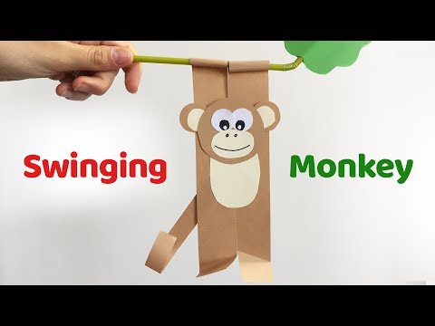 Fun crafts for kids SWINGING MONKEY easy paper DIY