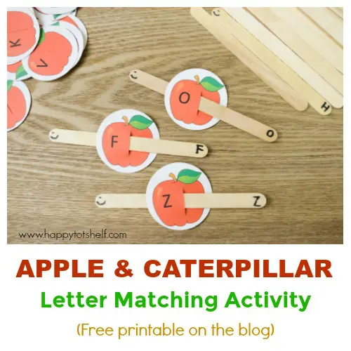 Popsicle Stick Letter Activities - Apple and Caterpillar Letter Matching Activity