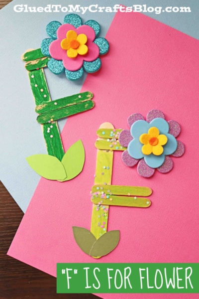 Popsicle Stick Letter Activities - F is for Flower Popsicle Stick