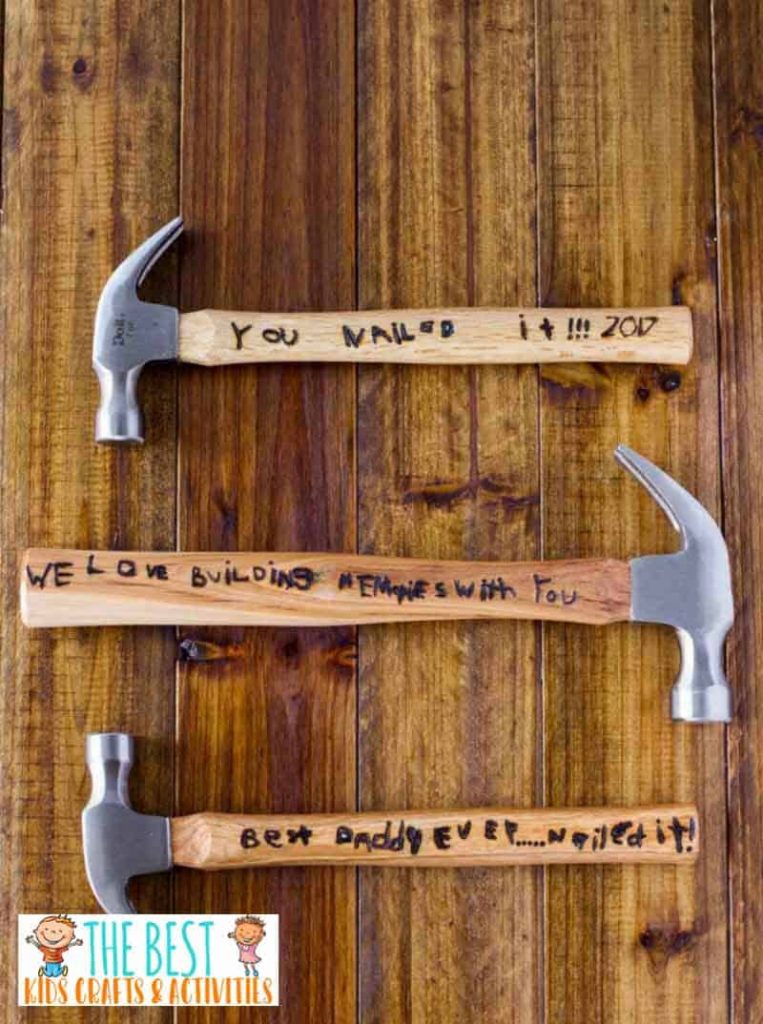 Father's Day Projects for Toddlers - DIY Personalized Engraved Hammer