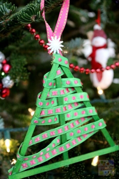 Christmas Arts and Crafts for Preschoolers - Ribbon Christmas Tree Ornament