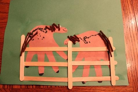Horse Crafts for Preschoolers - Handprint Horses in Fences