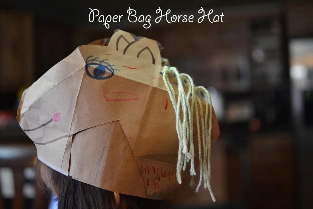 Horse Crafts for Preschoolers - Paper Bag Horse Hat Kids Craft