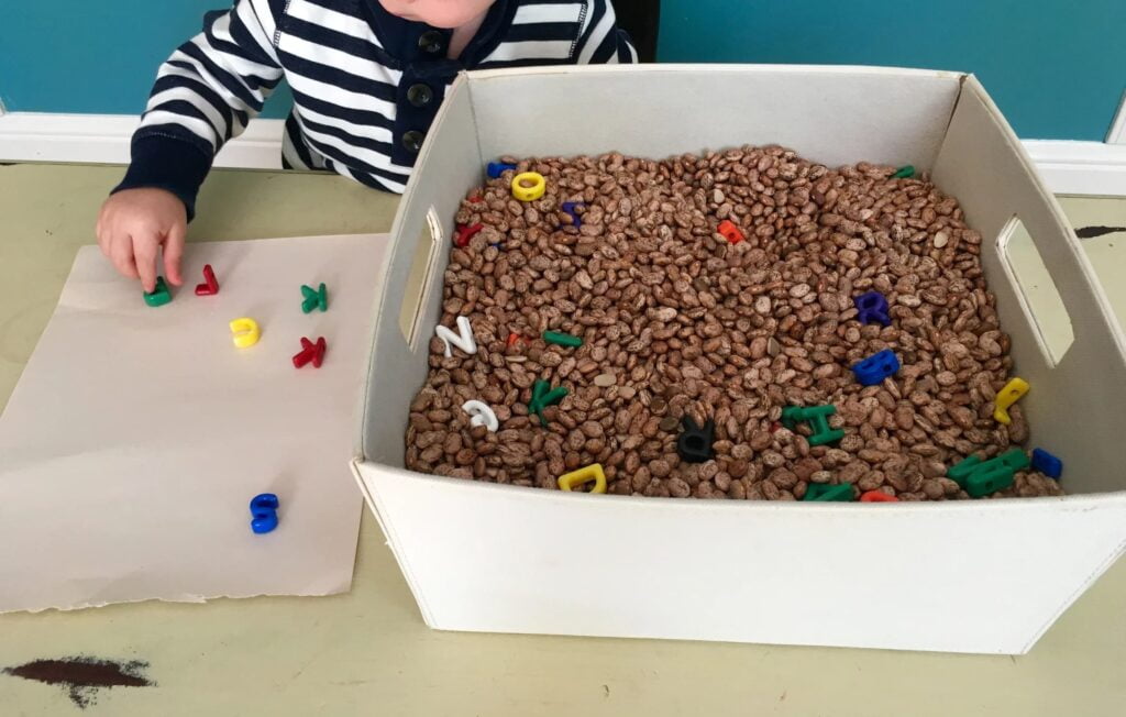 Letter Recognition Games for Preschoolers - ABC Sensory Bean Bin