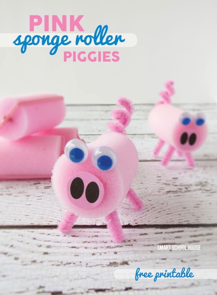 Pig Crafts for Toddlers - Sponge Roller Pigs