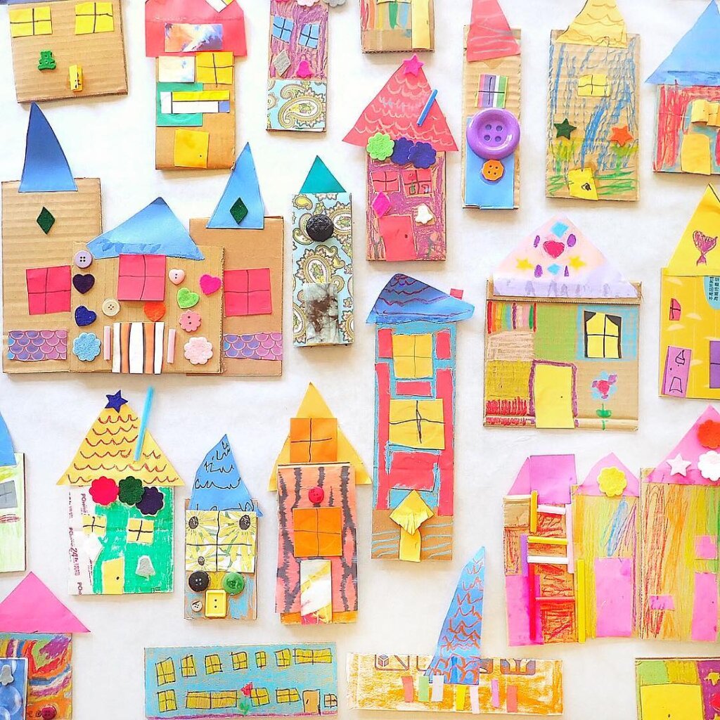 DIY Projects with Cardboard Boxes - Cardboard House Collage