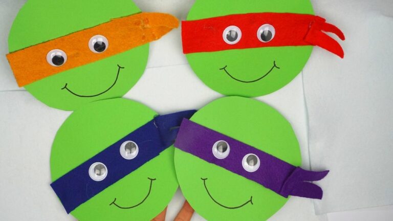 Letter T Crafts for Toddlers - Ninja Turtle Puppets