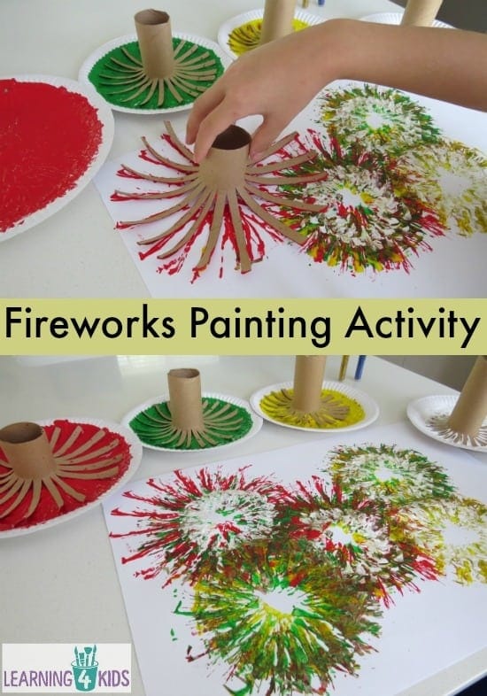 Patriotic Crafts for Preschoolers - Fireworks Painting