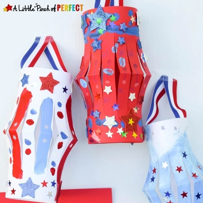 Patriotic Crafts for Preschoolers - Patriotic Paper Lanterns Art Projects