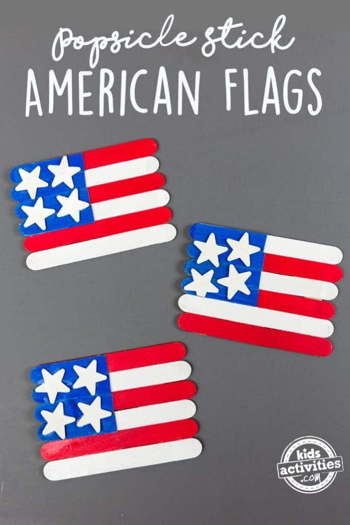 Patriotic Crafts for Preschoolers - Super Cute Popsicle Stick American Flag Crafts