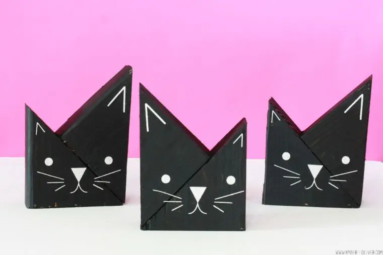 Cat Crafts for Toddlers - DIY Scrap Wooden Cats