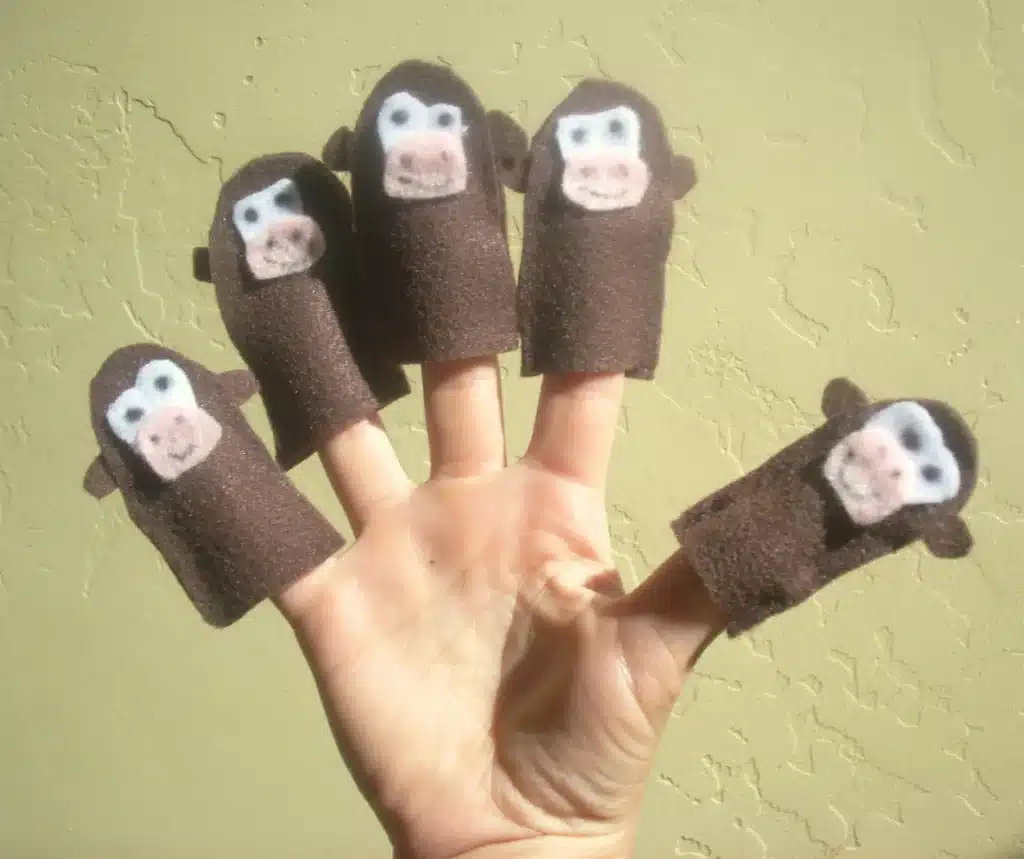 Monkey Crafts For Toddlers - 5 Little Monkeys Puppets