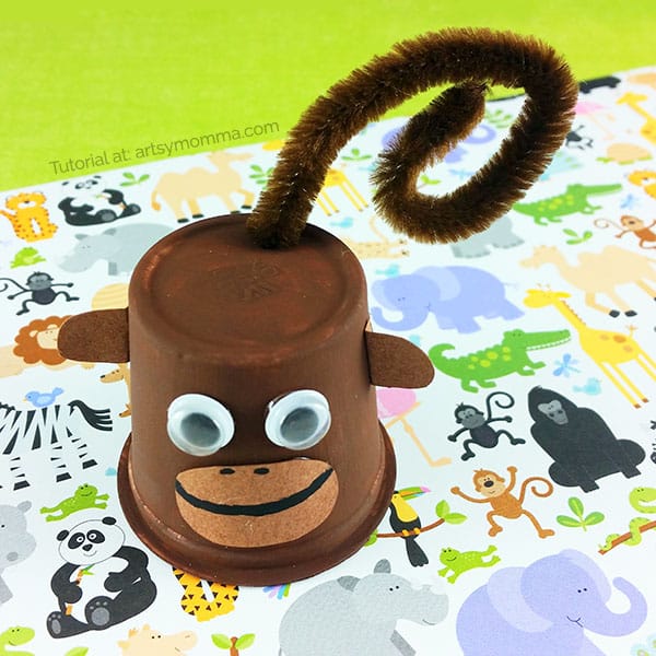 Monkey Crafts For Toddlers - Coffee K Cup Monkey Craft