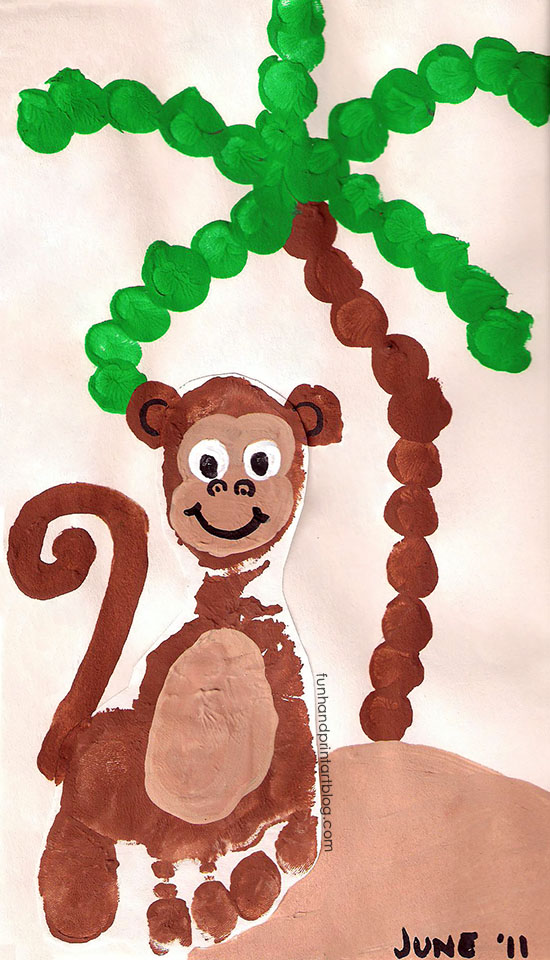 Monkey Crafts For Toddlers - Footprint Monkey Craft